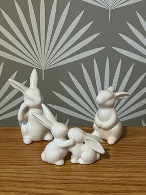 Ceramic Bunny Figurine Set